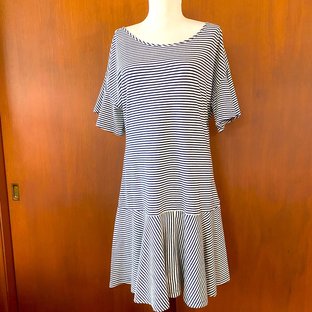 Vineyard Vines Black and White Striped Drop-Waist Dress